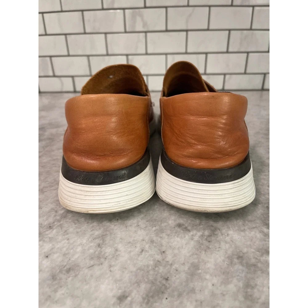 Wolf & Shepherd Loafer Mens 11.5 Honey Tan Crossover Leather Penny Sneaker Sole
